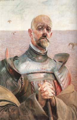 Malczewski, Jacek Self-Portrait in Armour (mk19) Spain oil painting art